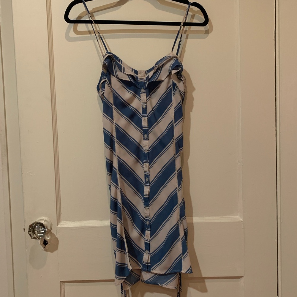 Blue and White Chevron Striped Sundress